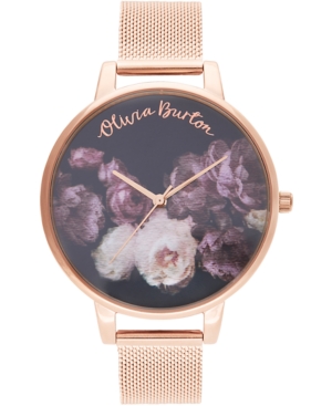 image of Olivia Burton Women-s Fine Art Rose Gold-Tone Stainless Steel Mesh Bracelet Watch 38mm