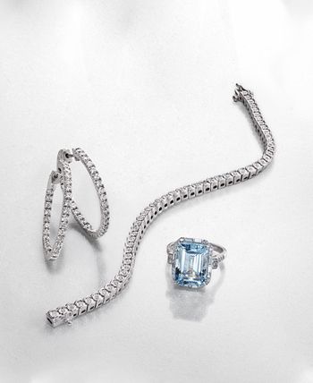 EFFY® Aquamarine (6-7/8 ct. t.w.) & Diamond (1/2 ct. t.w.) Ring in 14k  White Gold