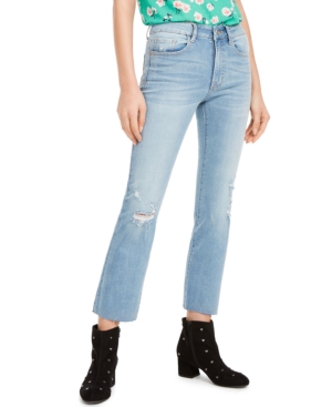 image of Numero Distressed Straight Ankle Mid-Rise Jeans