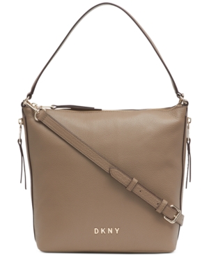 DKNY TAPPEN LEATHER CONVERTIBLE ZIP HOBO, CREATED FOR MACY'S