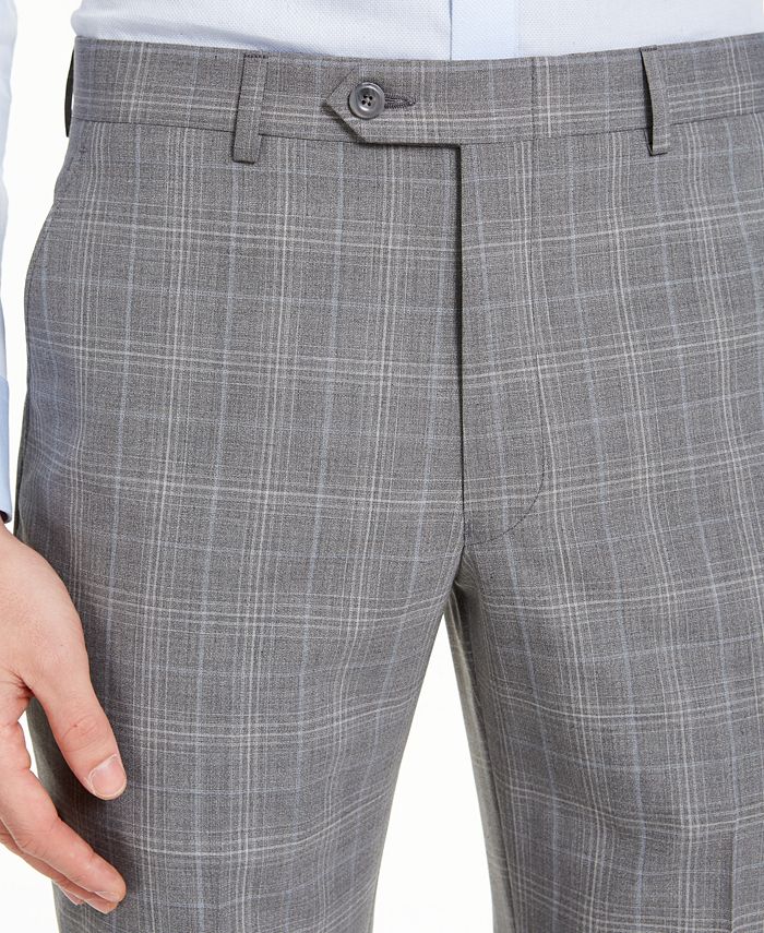 Michael Kors Men's ClassicFit Airsoft Stretch Gray Plaid Wool Suit