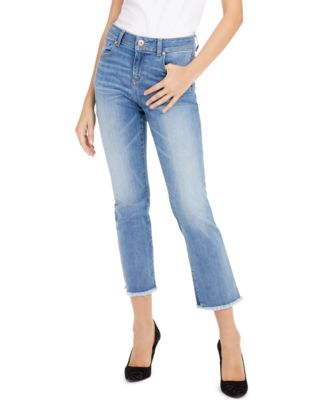 INC International Concepts - Straight-Leg Frayed-Hem Ankle Jeans