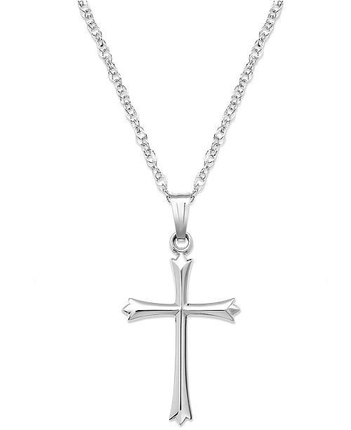 Macy's Sterling Silver Necklace, Pointed Tip Cross Pendant & Reviews ...