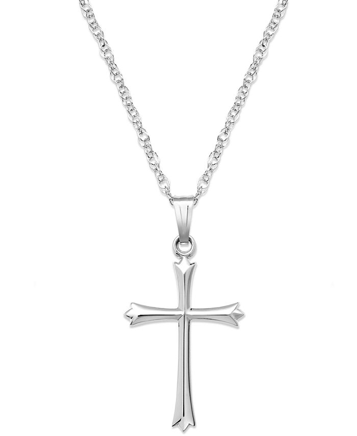Macy's - Sterling Silver Necklace, Pointed Tip Cross Pendant