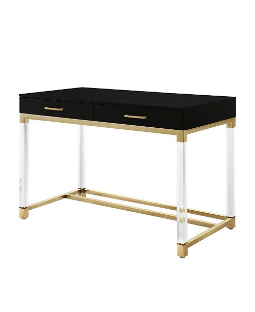 Inspired Home Casandra 2 Drawer High Gloss Desk With Acrylic Legs