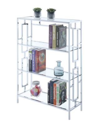 Convenience Concepts Town Square Tavolo Da Ingresso In Finto Marmo Bianco Con Ripiano In Vetro - Cromato, 80x30x76 Cm - 4