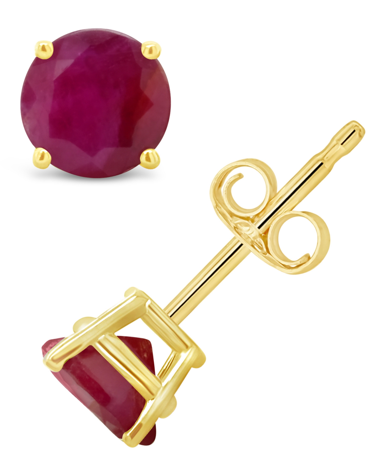 (1-1/5 ct. t.w.) Stud Earrings in 14K White Gold. Also Available in 14K Yellow Gold - Ruby/Yellow Gold