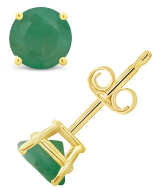 image of Emerald (1 ct. t.w.) Stud Earrings in 14K White Gold. Also Available in 14K Yellow Gold