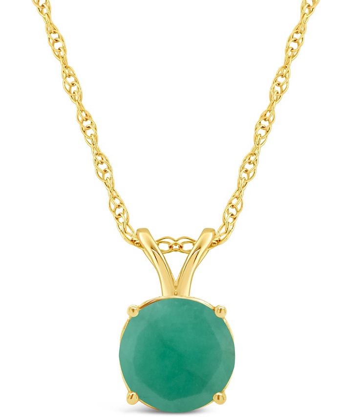 Macy's - Emerald (1-1/2 ct. t.w.) Pendant Necklace in 14K Yellow Gold
