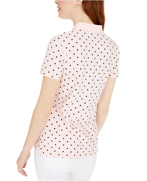 Tommy Hilfiger Women's Plus Size Dot Print Polo Top Pink Size 1X