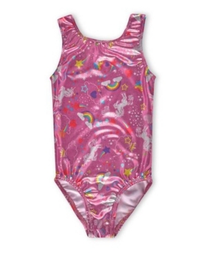 Girl Power Sport Big Girls Perfect Fit Lavender Sparkle Unicorn Leotard One Piece