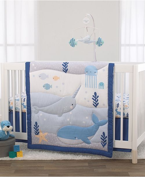 Nojo Underwater Adventure Narwhals 3 Piece Crib Bedding Set
