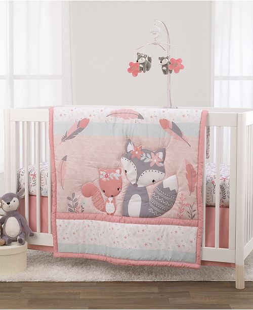 Nojo Nojo Desert Flower Fox And Feathers 3 Piece Crib Bedding Set