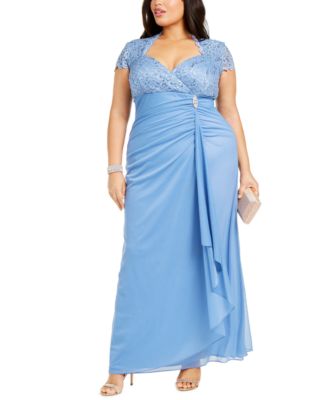 Betsy & Adam Plus Size Sequined-Lace Ruched Gown & Reviews - Dresses ...