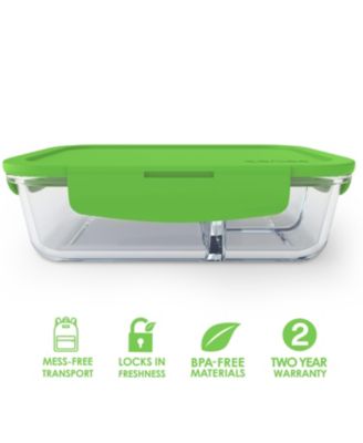 Large Divided Glass Food Storage Container, Blue