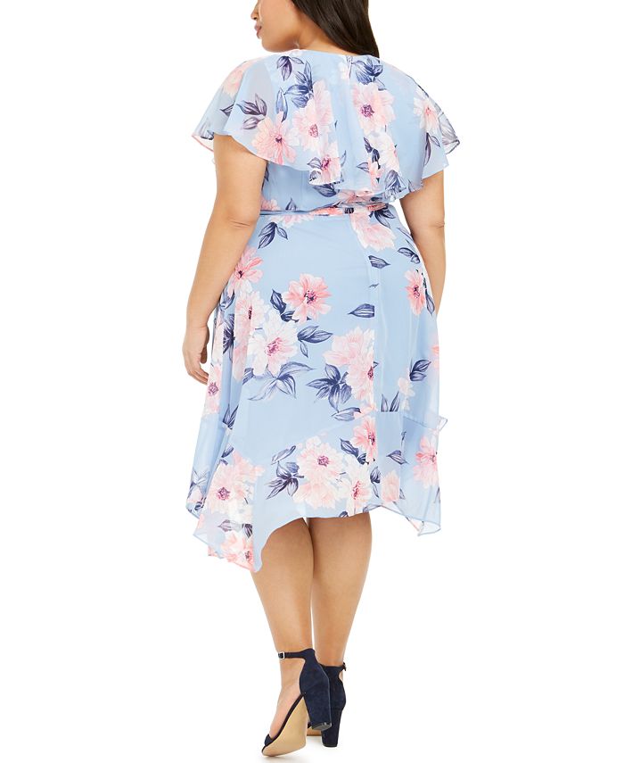 Jessica Howard Plus Size Floral Capelet Dress - Macy's