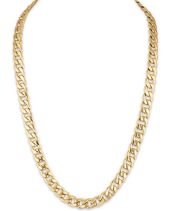 Macy's Men's Cuban Link (11.75mm) 22" Chain in 14k Gold over Stainless