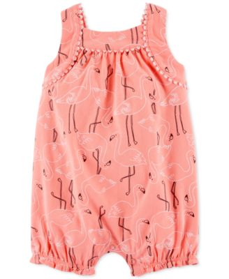 Carter's - Baby Girls Flamingo-Print Cotton Romper