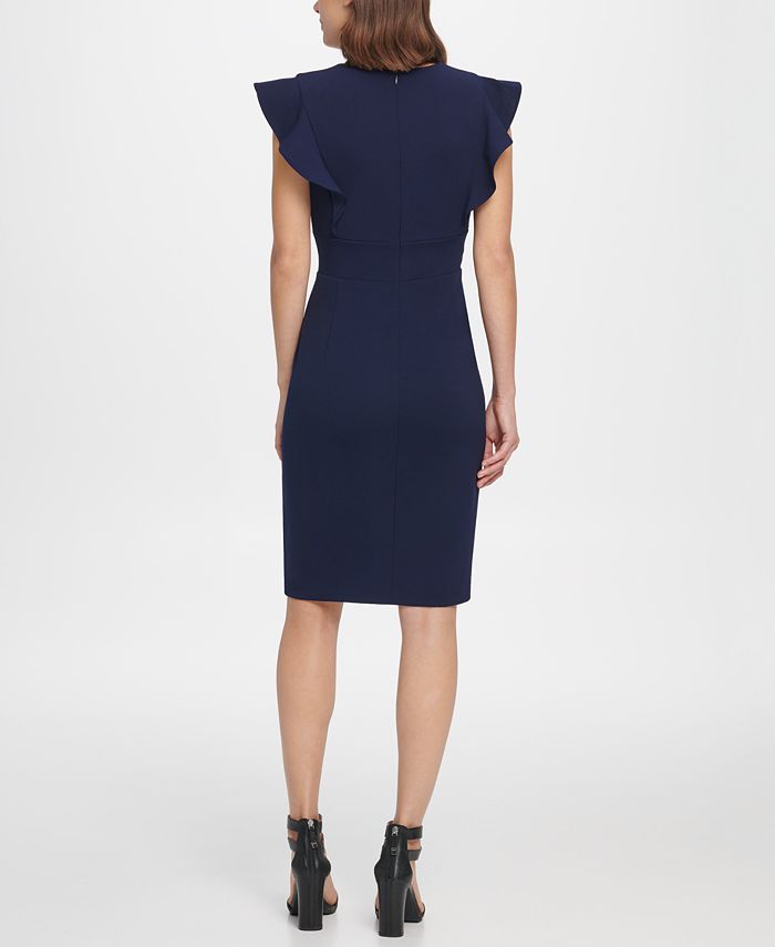 Dkny V Neck Ruffle Cap Sleeve Sheath And Reviews Dresses Women Macys 2515