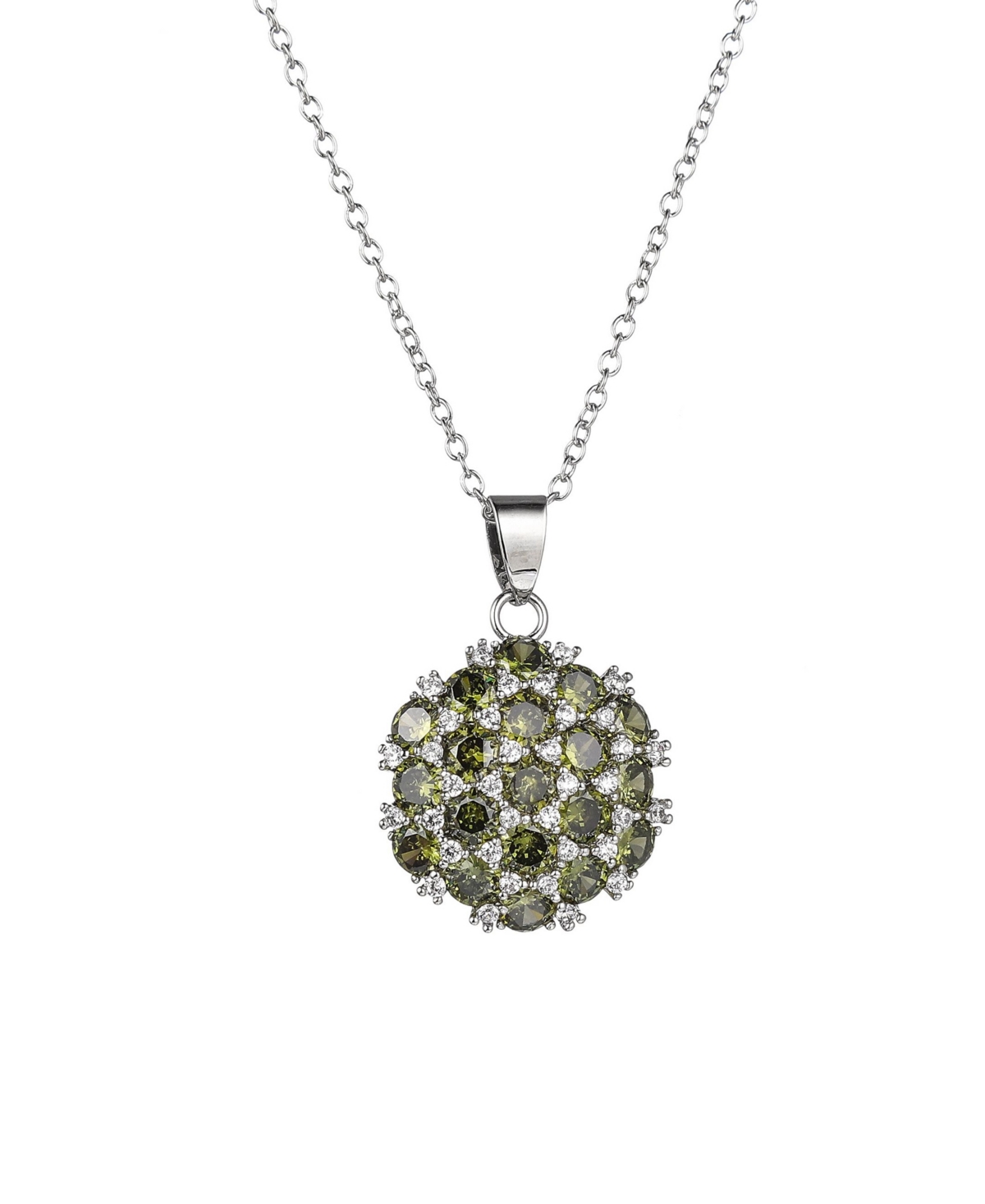 Silver-Tone Olive Flower Cluster Pendant Necklace - Silver-Tone