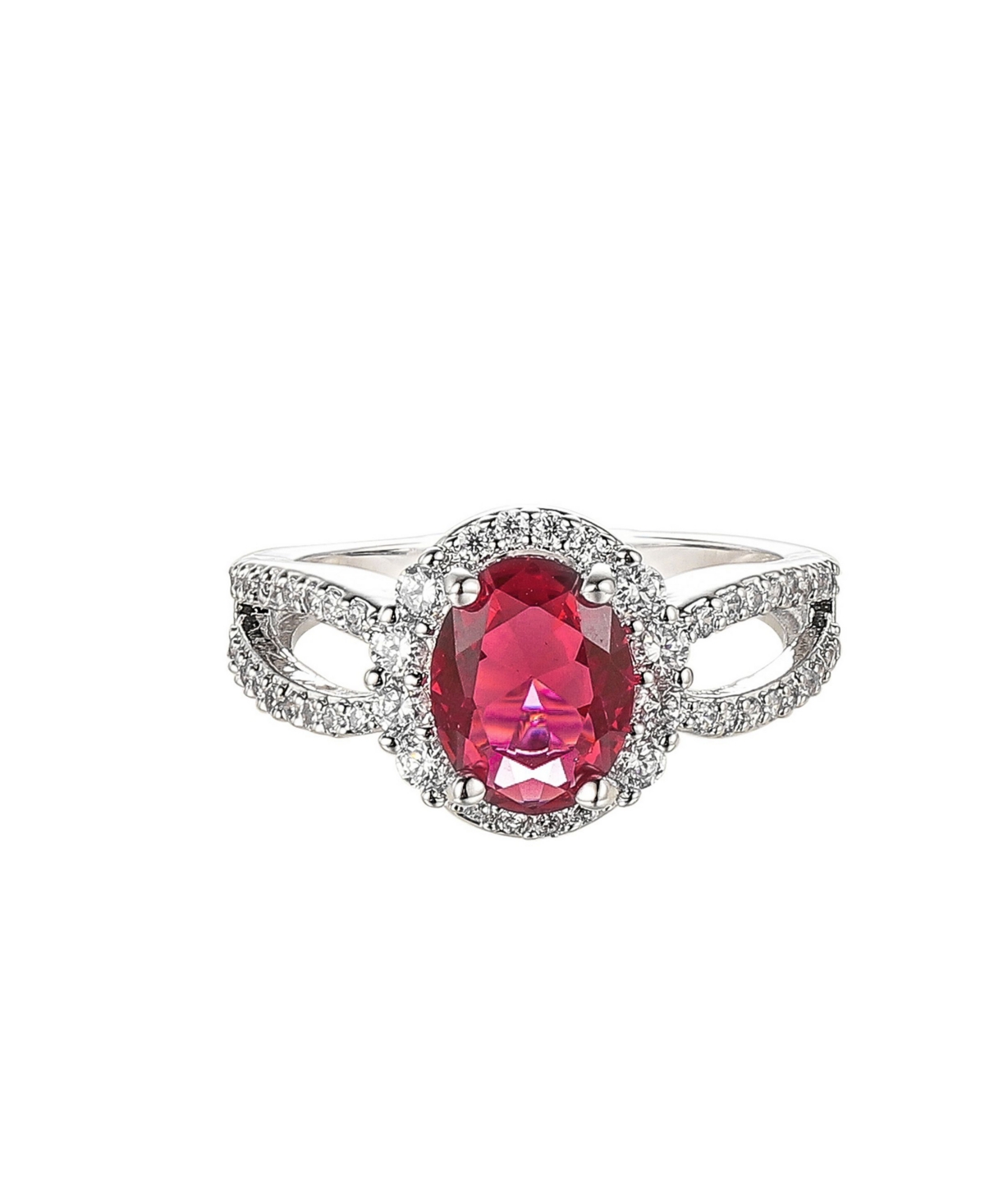 A & M Silver-Tone Ruby Accent Ring