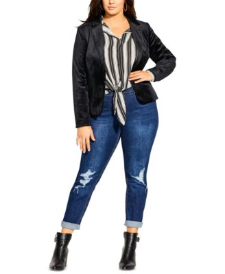 CITY CHIC - Trendy Plus Size Velvet Blazer