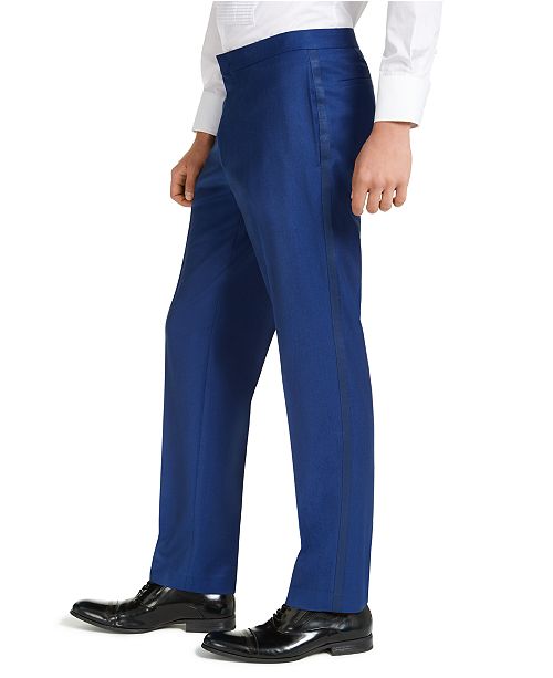 Alfani Men's SlimFit Stretch Blue Tuxedo Pants, Created for Macy's