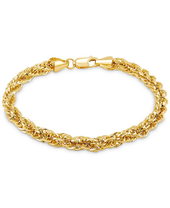 Macy's Glitter Rope Link Chain Bracelet in 14k Gold & Reviews