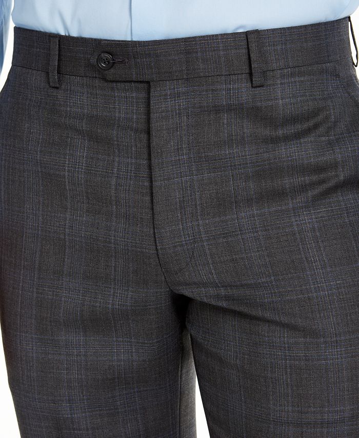 Michael Kors Men's ClassicFit Airsoft Stretch Charcoal Plaid Suit