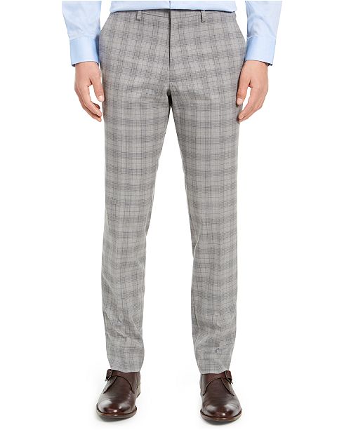 Kenneth Cole Reaction Men S Slim Fit Stretch Plaid Dress Pants