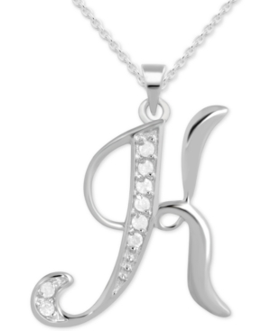 Macy's Diamond K Initial 18" Pendant Necklace (1/10 Ct. T.w.) In Sterling Silver In Sterling Silver