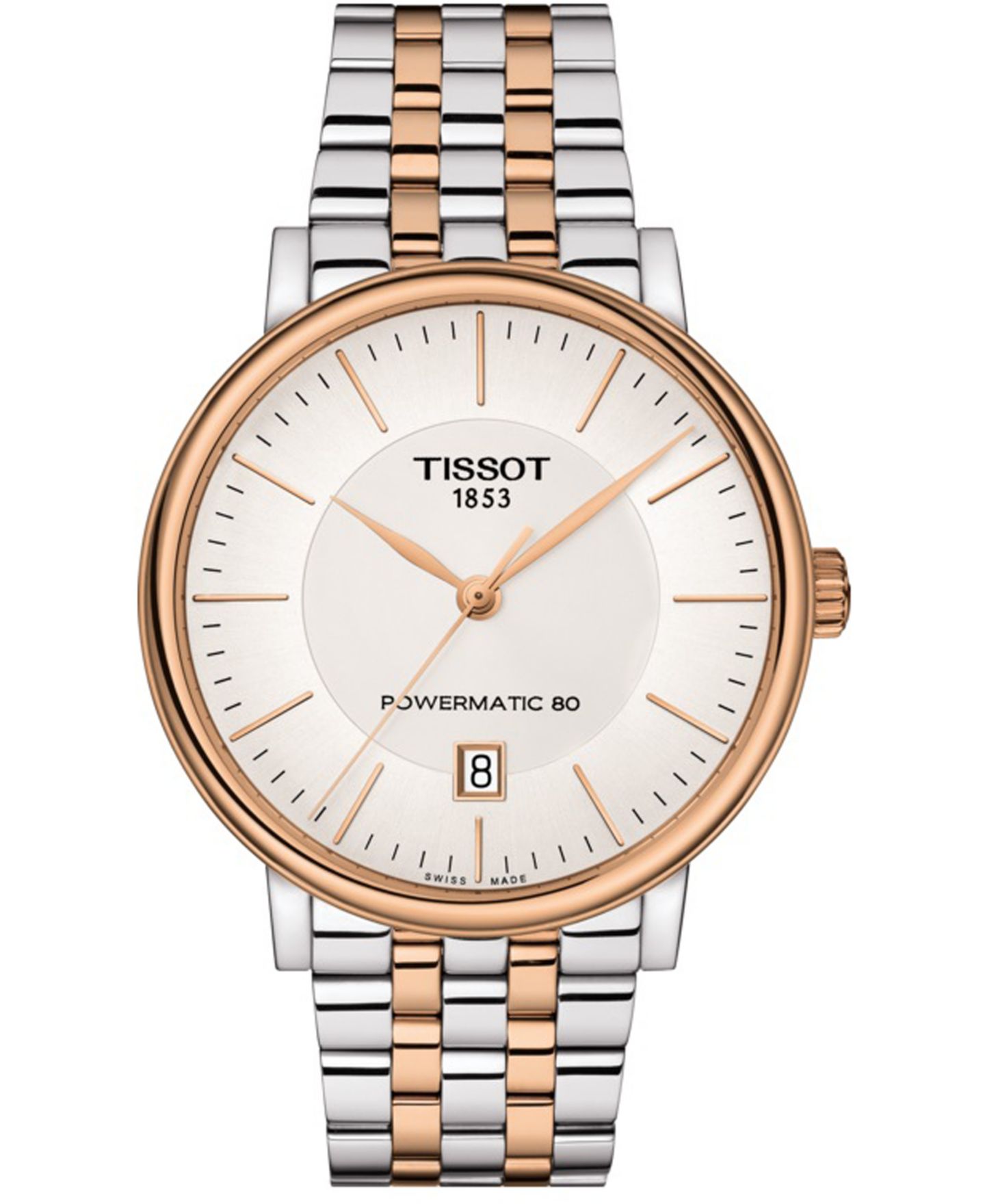 Мужские часы Tissot Swiss Automatic T-Classic Carson Powermatic 80 Two-Tone Stainless Steel Bracelet Watch 40mm — фото 1