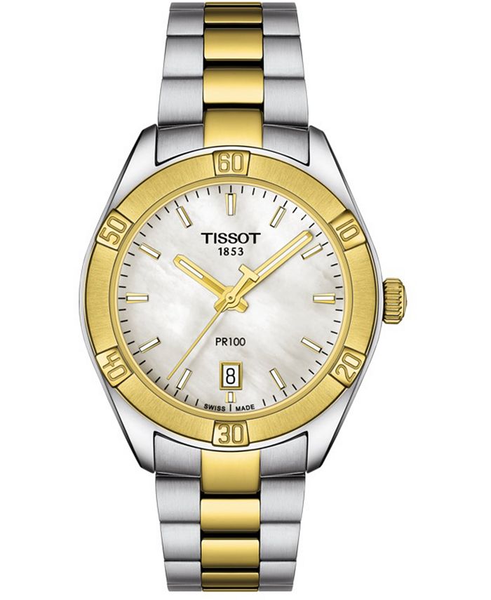 Tissot - Women's Swiss PR 100 Sport Chic T-Classic Two-Tone Stainless Steel Bracelet Watch 36mm
