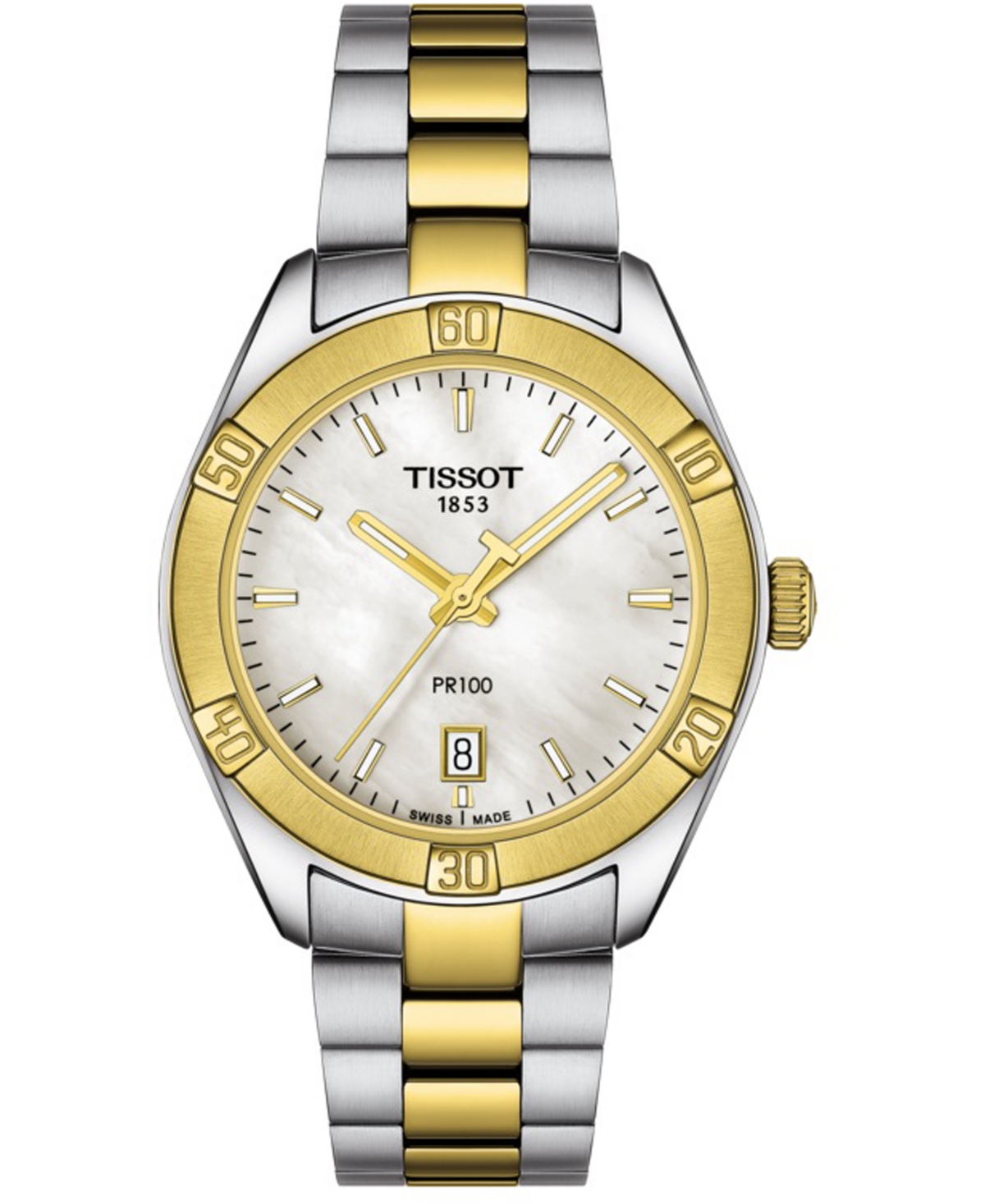 Tissot Women's Swiss Pr 100 Sport Chic T-classic Two-tone Stainless Steel Bracelet Watch 36mm In Two Tone