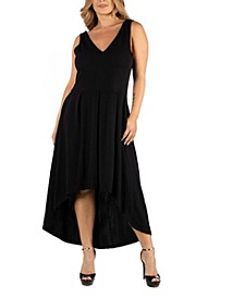 Sleeveless Fit N Flare High Low Plus Size Dress