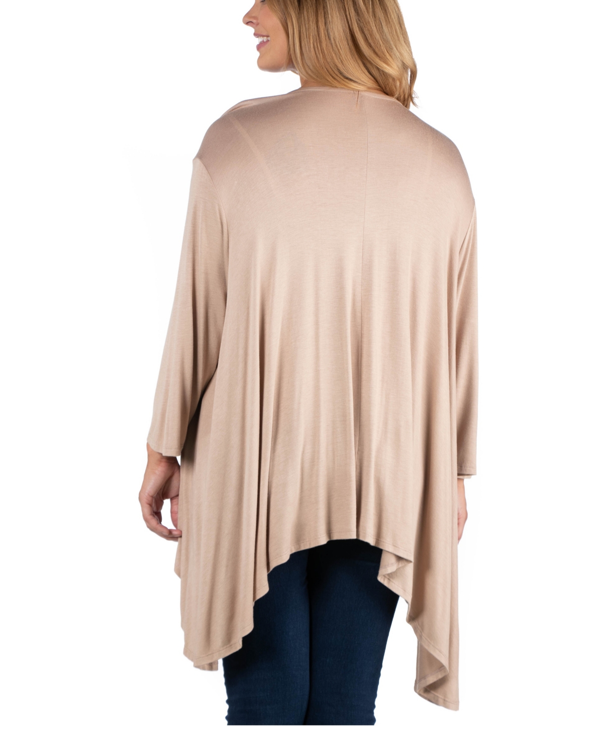 24Seven Comfort Apparel Elbow Length Sleeve Plus Size Open Cardigan