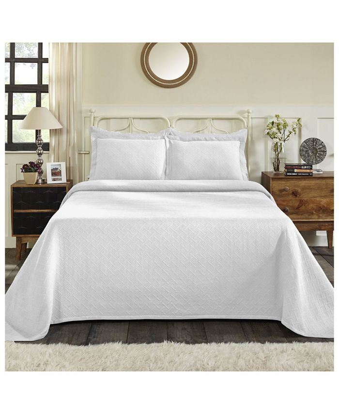 Superior Basket Weave Jacquard Matelasse 3 Piece Bedspread Set, King & Reviews Quilts