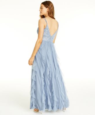 Teeze Me Juniors' Embellished Ruffled Gown, Created For Macy's - Macy's