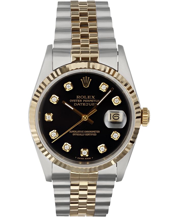 Sidst Kostumer ris Pre-Owned Rolex Men's Swiss Automatic Datejust Jubilee Diamond (1/8 ct.  t.w.) 18K Gold & Stainless Steel Bracelet Watch 36mm - Macy's
