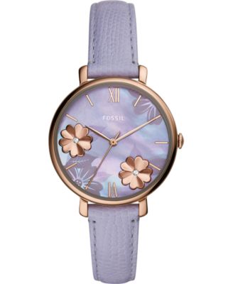 Fossil - Women's Jacqueline Lavender Leather Strap Watch 36mm