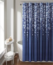 navy shower curtain with tassels