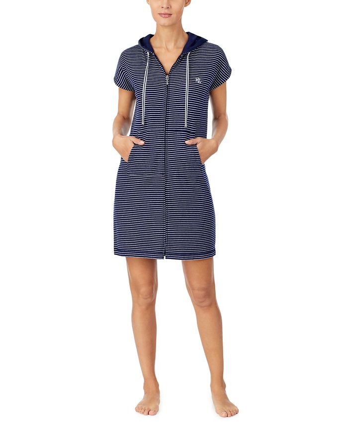 Lauren Ralph Lauren Striped Knit Hooded Lounger - Macy's