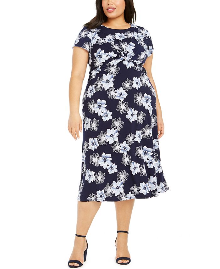 Jessica Howard Plus Size Twisted Midi Dress - Macy's