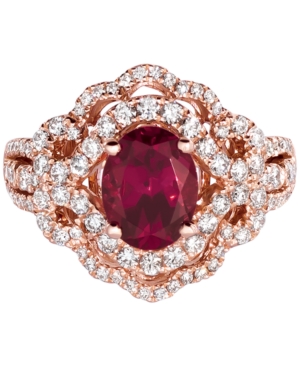 image of Le Vian Raspberry Rhodolite (1-9/10 ct. t.w.) & Diamond (7/8 ct. t.w.) Ring in 14k Rose Gold