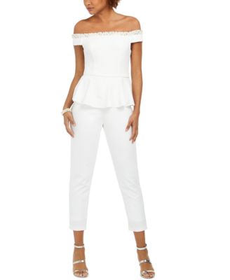 adrianna papell off the shoulder jumpsuit
