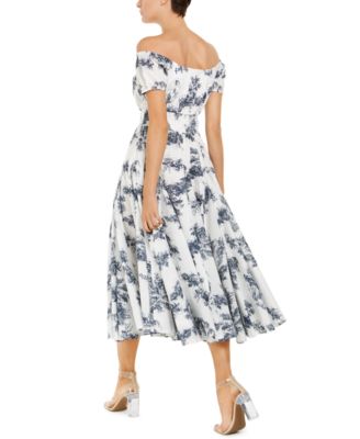 INC International Concepts INC Toile-Print Off-The-Shoulder Midi Dress, Created for Macy's