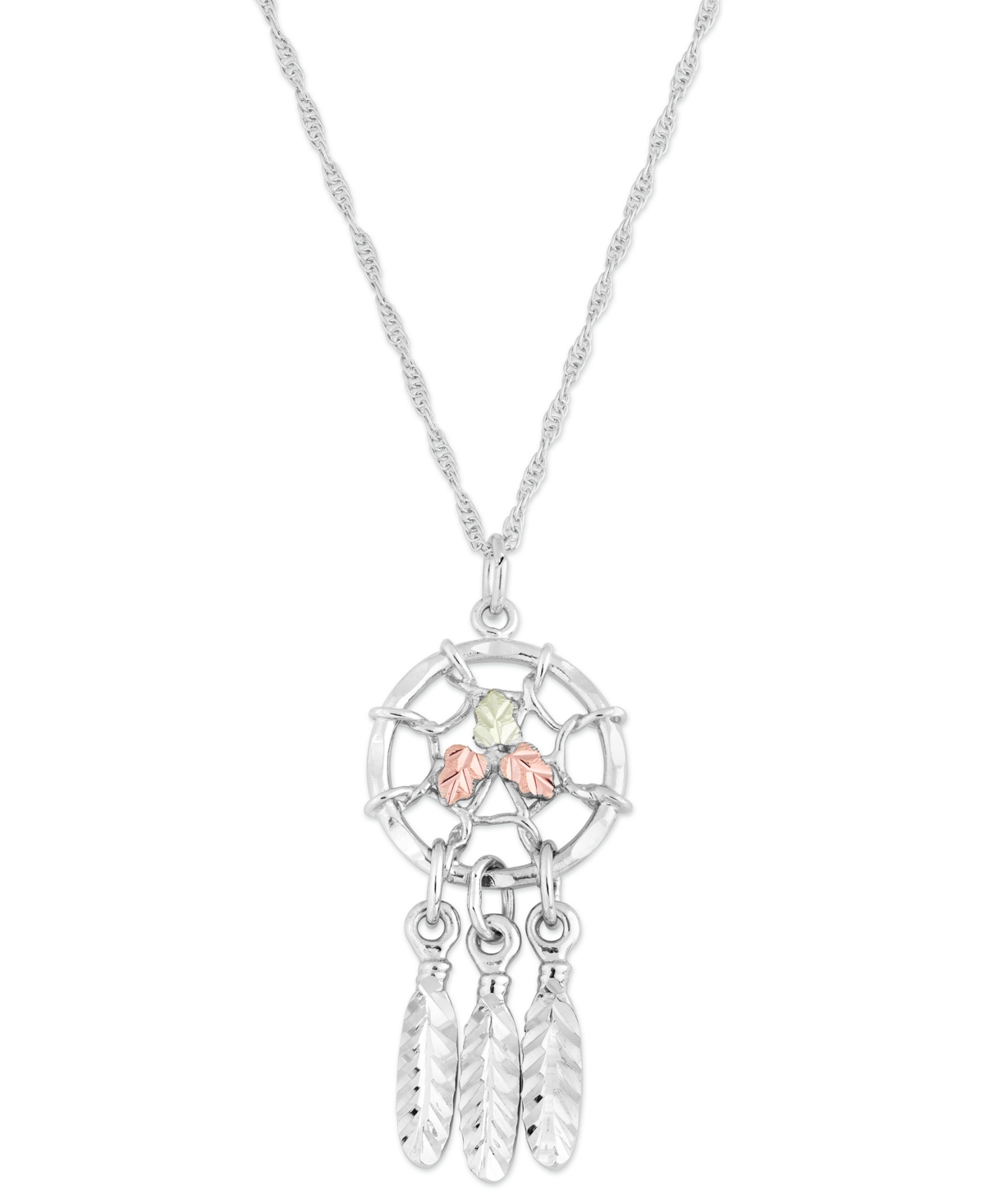 Dream Catcher Pendant in Sterling Silver with 12k Rose and Green Gold - Ss