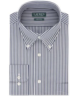 로렌 랄프로렌 Lauren Ralph Lauren Mens Regular-Fit Ultraflex Stripe Dress Shirt,Navy