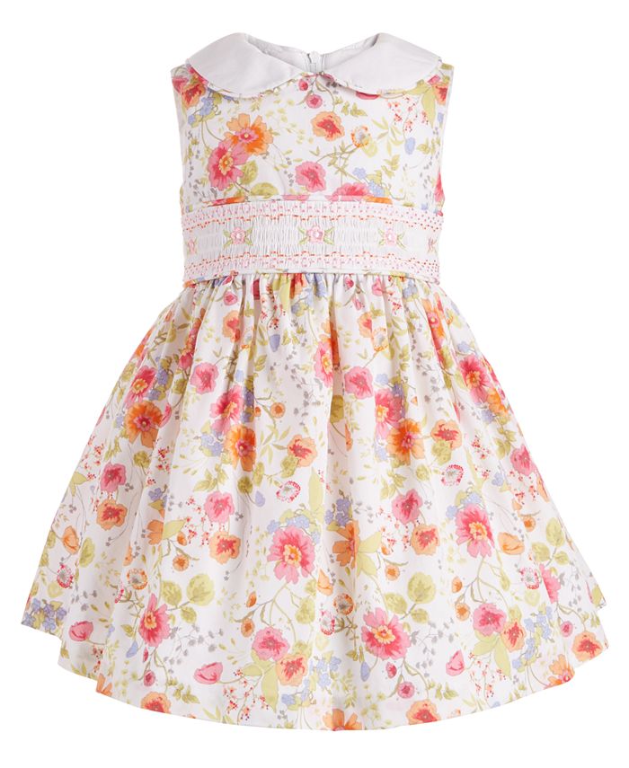Spanish Mayoral Baby Girl Mustard Dress with Peter Pan Collar and Bunny Detail 