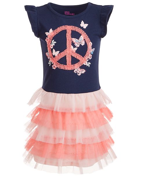 Epic Threads Little Girls Peace Sign Tiered Tutu Dress Created